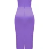 Santana violet satijnen strapless korset midi-jurk