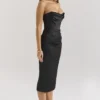 Santana zwarte satijnen strapless midi-jurk