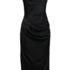 Santana zwarte satijnen strapless midi-jurk