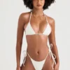 Santorini ivoorkleurig bikinionderstuk met strikbandjes