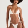 Santorini ivoorkleurig bikinionderstuk met strikbandjes