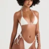 Santorini ivoorkleurig bikinionderstuk met strikbandjes