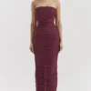 Sapphire Wine maxi-jurk met plooien