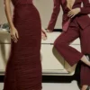 Sapphire Wine maxi-jurk met plooien