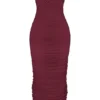 Sapphire Wine maxi-jurk met plooien