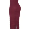 Sapphire Wine maxi-jurk met plooien