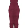 Sapphire Wine maxi-jurk met plooien