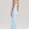Sarai Blauwe Kanten Godet Maxi-jurk