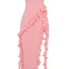 Sarina Abrikoos Maxi-jurk met ruches