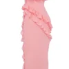 Sarina Abrikoos Maxi-jurk met ruches