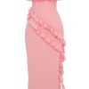 Sarina Abrikoos Maxi-jurk met ruches