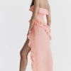 Sarina Abrikoos Maxi-jurk met ruches