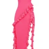Sarina Fuchsia maxi-jurk met ruches