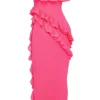 Sarina Fuchsia maxi-jurk met ruches