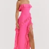 Sarina Fuchsia maxi-jurk met ruches
