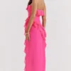 Sarina Fuchsia maxi-jurk met ruches