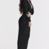 Saskia Zwarte gedrapeerde maxi-jurk