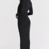 Saskia Zwarte gedrapeerde maxi-jurk