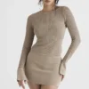 Savannah Taupe gebreide top met lange mouwen