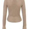 Savannah Taupe gebreide top met lange mouwen