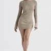 Savannah Taupe gebreide top met lange mouwen