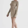 Savannah Taupe gebreide top met lange mouwen