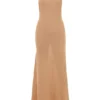 Selia gouden gebreide maxi-jurk