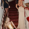 Selia gouden gebreide maxi-jurk
