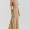 Selia gouden gebreide maxi-jurk