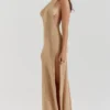 Selia gouden gebreide maxi-jurk