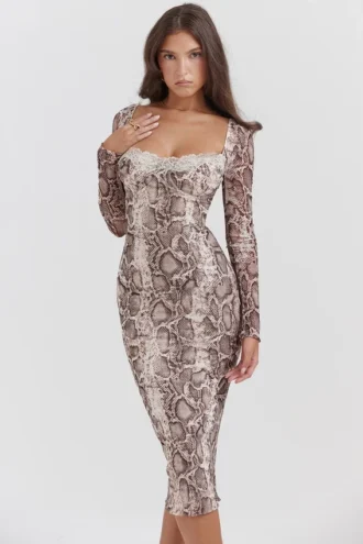 Seraphina korsetjurk met slangenprint