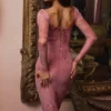 Seraphina roze korsetjurk met print