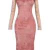 Seraphina roze korsetjurk met print