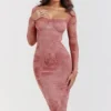 Seraphina roze korsetjurk met print