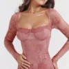 Seraphina roze korsetjurk met print