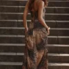 Seren Maxi-jurk met luipaardprint en handgeborduurde versieringen