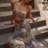 Seren Maxi-jurk met luipaardprint en handgeborduurde versieringen
