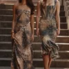 Seren Maxi-jurk met luipaardprint en handgeborduurde versieringen