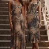 Seren Maxi-jurk met luipaardprint en handgeborduurde versieringen