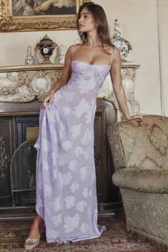 Seren Orchid maxi-jurk met bloemenprint en kanten rug