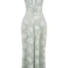 Seren Pistachio Maxi-jurk met bloemenprint en kanten rug