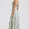 Seren Pistachio Maxi-jurk met bloemenprint en kanten rug