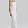 Serenella witte midi-jurk met broderie anglaise-kant