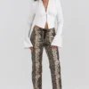 Serina veganistische leren broek met slangenprint