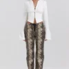 Serina veganistische leren broek met slangenprint