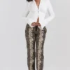 Serina veganistische leren broek met slangenprint