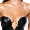 Shia Zwarte veganistische leren strapless midi-jurk