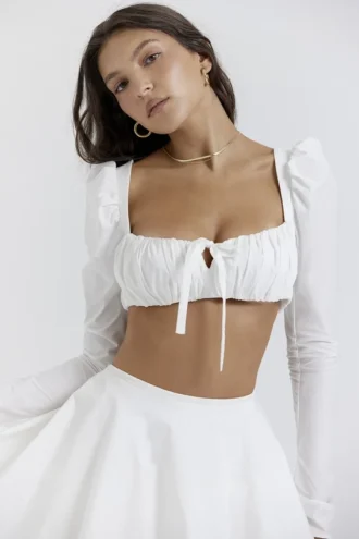 Shira witte top met pofmouwen