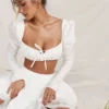 Nahla witte mini-rok met strikken