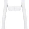 Shira witte top met pofmouwen